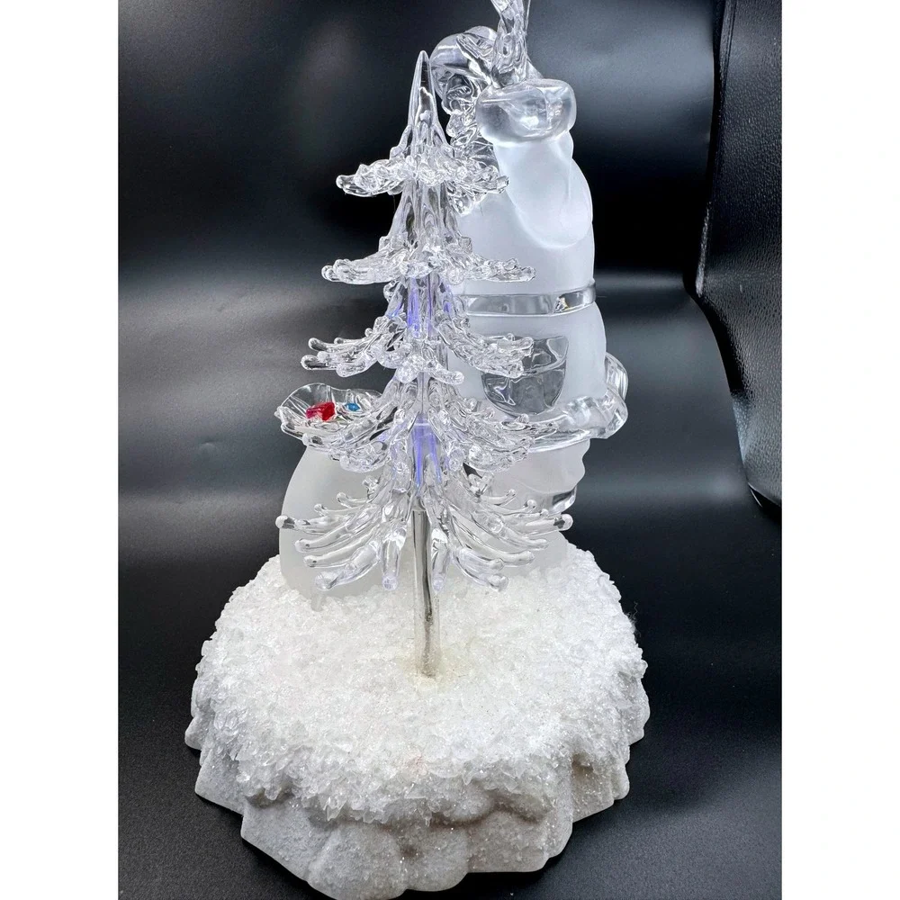 Heritage Mint Frosted Acrylic Santa Claus Color Changing LED Light Up Figurines